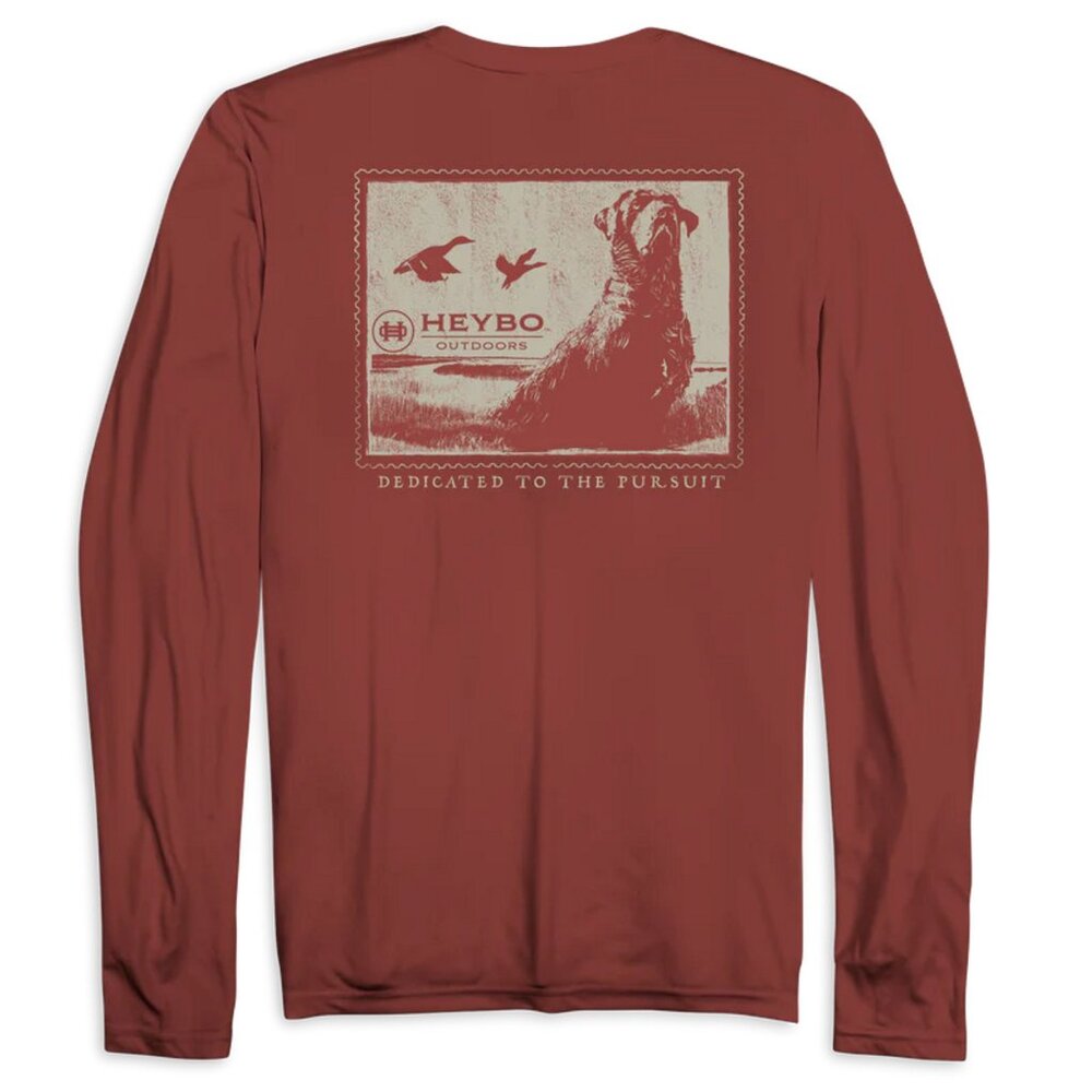 NWT Heybo Weathered Lab Stamp LS T-Shirt- Holly Berry